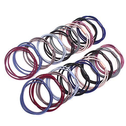20PCS Hair Bands 3 in 1 Seam Elastic Multi Colored Hair Ties Ponytail Band 2 inch in Diameter Hair Accessories for Women and Girls