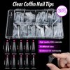 Teenitor 600 Pcs Clear Coffin Nail Tips, Acrylic Nail Kit, Clear Press On Nails, Long Fake Nails Coffin Nail Tips Full Cover, Acrylic Nail Clipper Nail Stand for False Nails