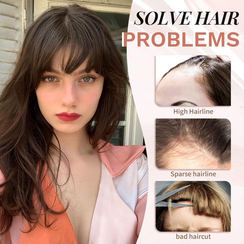 MONIXI Bangs Hair Clip in Bangs, 100% Real Human Hair Clip in Fringe, 3 Secure Clips in Full Fringe French Bangs Natural Thick Volume Fake Bangs for Women Girls Daily Wear Chocolate Brown