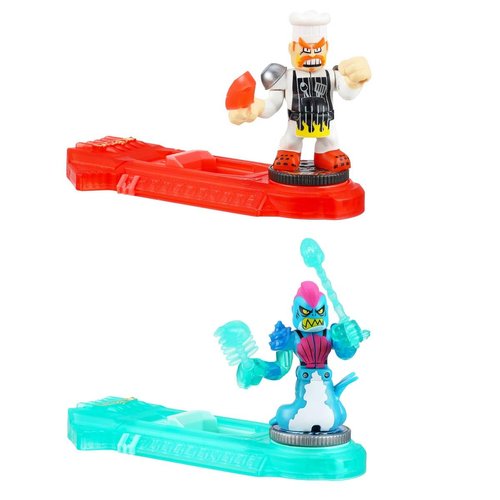 Legends of Akedo Powerstorm Versus Pack 2 Mini Battling Action Figures and 2 Battle Controllers Epic Briny Versus Bun Burner, Multicolor (15170)