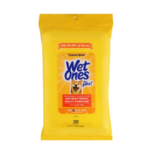 Wet Ones for Pets Paw & Tushie Dog Wipes with Chamomile | Dog Wipes for All Dogs in Tropical Splash Scent, Wipes with Wet Lock Seal | 30 Ct Pouch Dog Paw Wipes