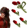 4 Pcs Flower Hair Claw Clips Cute Metal Felt Tulip Rose Rhinestone Flower Shaped Hair Clips Fluff Non-Slip Strong Hold Fashion Shark Clips for Women Girls with Long Thick Thin Curly Hair Accessories