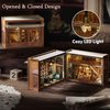 TuKIIE DIY Miniature Dollhouse Kit with Furniture, 1:32 Scale Opened & Closed Mini Cube Wooden Doll House Creative Room for Kids Teens Adults(Bagel Time)