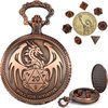DND Mini Dice Set, Small Metal Polyhedral Dice for Dungeons and Dragons/D&D Gifts, Tiny Mini Role Playing Dice Set with Pocket Watch Case, Great RPG Accessories for Men Women Gamers (Red Bronze-6mm)