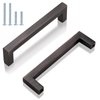 GOBEKOR 10 Pack Oil Rubbed Bronze Cabinet Handles 3-3/4in(96mm) Hole Center Solid Square Bar Dresser Drawer Pulls, Bronze Cabinet Pulls Hardware