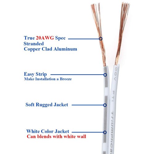 20m(66ft) 20AWG 2Pin Extension Cable Wire Cord Line for Single Color LED Strip Ribbon Lights 3528 5050,2 Wire 20-Gauge Parallel Wire