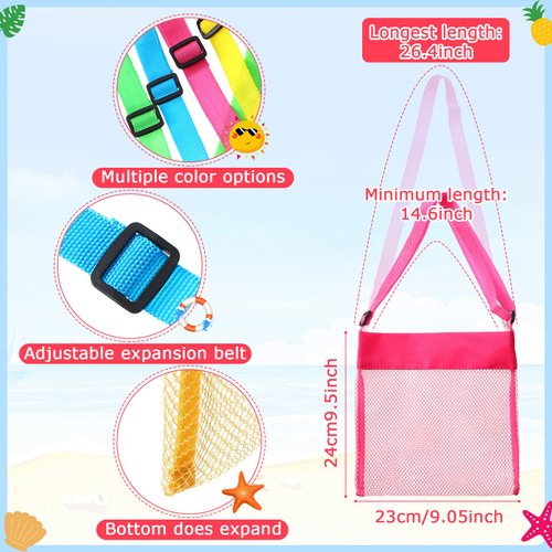 Boao 20 Packs Beach Bag Seashell Bag Mesh Beach Bag Collecting Bag Beach Sand Toy Colorful Seashell Bag for Holding Beach Toys for Outdoor Beach Activities(9.45 x 9.06 Inch)