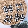 Vodolo Checkered Hair Clip,6PC Checkered Flag Hair Bow Clips For Girls Women,Black and White Racing Fan Pigtail Checkered Hair Accessories