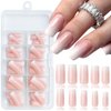 LoveOurHome 120pc Square Press on Nails Long Fake Nails Ombre Nude False Nail Full Cover Square Nails Press ons Nail Glossy Artificial Nail Tips Presson Fingernails with Nail Glue Adhesive Tabs