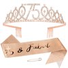 75th Birthday Sash and Crown for Women Rose Gold 75th Birthday Tiara and Sash Set Gifts for Her 75 & Fabulous Sash Birthday Decorations Happy Birthday Crown and Sash Accessories Birthday Gift
