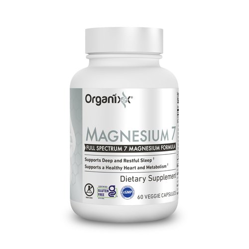 Organixx Magnesium Supplement, Natural Calm Magnesium Capsules for Sleep Support, Muscle Recovery, with Vitamin B6 and Manganese Citrate and Glycinate, High Absorption, Vegan, Non GMO (60 Count)