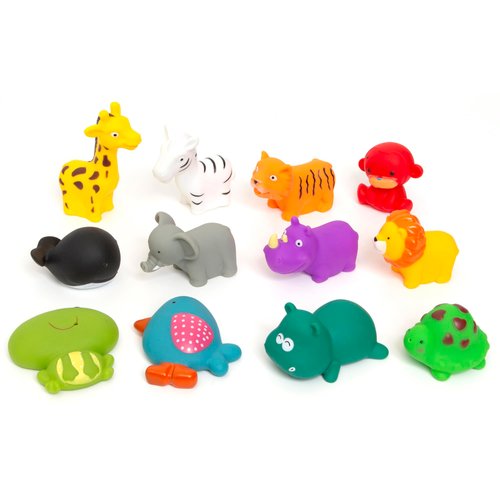 R & S LIMITED Boley: Bath Toy Bucket: Animals - 12pc Playset - Cartoon Animal-Themed Water Toys, Convenient Storage Bucket, Mold-Free Construction, Kids Ages 3+