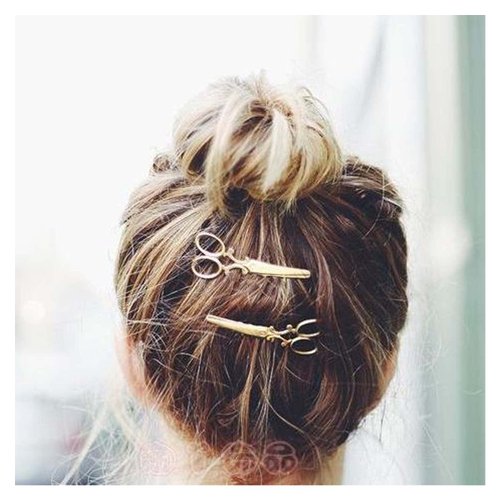 Allereyae Vintage Scissors Hair Clip Barrette Scissors Hair Pins Barrette Gold Hairpins Barrette Headpieces Decorative Head Clip Headwear Metal Scissors Hair Accessories for Women 2Pcs