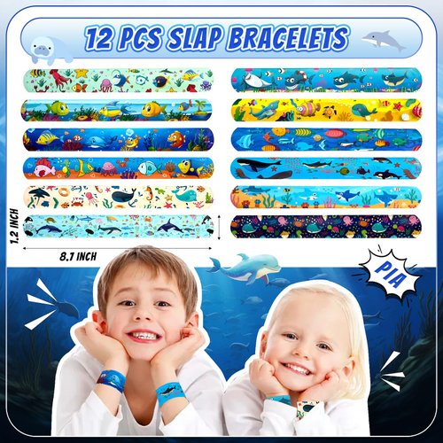 Joyvorite 144 Pcs Under the Sea Party Favors Set with Keychains Slap Bracelet Scratch Art Tattoo Stickers Wristbands Treat Boxes Ocean Party Favors Under the Sea Party Decorations