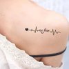 Oottati 2 Sheets Small Tiny Temporary Tattoo Stickers Heartbeat No fear Heart