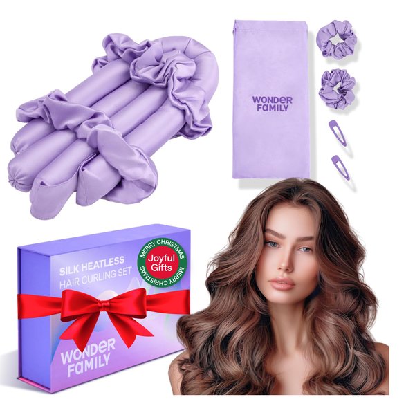 100% Silk Heatless Curls Overnight Blowout Rods - Heatless Curling Set with Sleepy Tie & Hair Roller Clips - No Heat Curls Overnight Hair Curlers to Sleep In - Silk Heatless Hair Curler for Long Hair