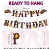 Western Cowboy Theme Wild West Party Decoration,Pre-Strung Happy Birthday Banner,Retro Horse Rodeo Party Supplies for Boys,Cowboy Hat Horses Garland for Boys Birthday Party
