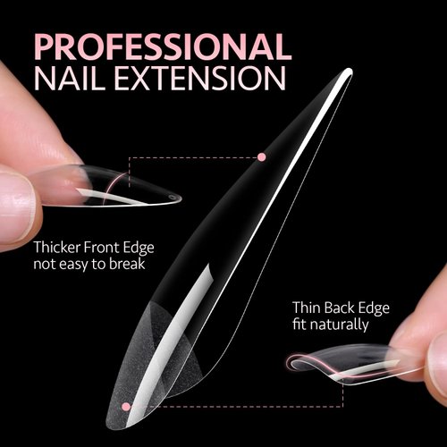 GAOY Medium Stiletto Nail Tips, 240Pcs Soft Pre-shaped Acrylic Nail Tips, 12 Sizes Half Matte Full Cover Fake Press on Nails Tips, Nail Extension Tips