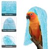 Filhome Comfort Corner Fleece Bird Blanket Parrot Cage Snuggle Hut Warm Bird Nest House Bed Hanging Hammock Toy for Parakeet Cockatiel Pigeon Small Animals Shelter Plush Bedding(Blue/M)