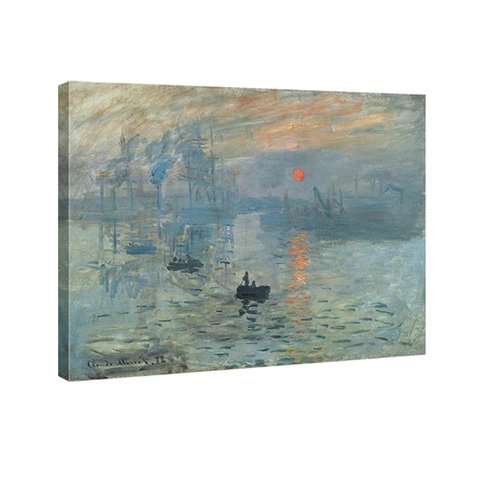 Wieco Art Impression Sunrise Canvas Prints Wall Art of Claude Monet Famous Oil Paintings Reproduction Seascape Ocean Sea Beach Pictures for Home Decorations Modern Stretched and Framed Giclee