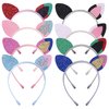 Fishdown Rainbow Cat Ears Headband, 8 Pack Glitter Cat Ears for Kids Girls, Daily Wearing and Party Decorations