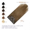 Aison Light Brown Hair Extensions Clip in Real Human Hair 70G 100% Remy Human Hair Clip in Extensions for Women 7pcs 16clips (18 Inch #6) Brown Hair Extensions,Chestnut Brown Hair Extensions