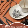 24 Piece Norse Vikings Runes Hair Beard Beads for Bracelets Necklace Accessories DIY Includes 7 Pieces Pull Hair Pin Quick Beader Hair Tool and Black Rubber Bands for Women Men
