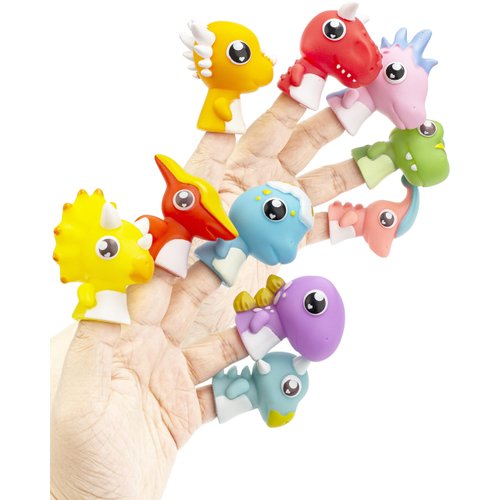 AQKILO Dinosaur Finger Puppet Set, Animals Puppet Show Theater Props, Educational, Bath Toys,10 Pieces