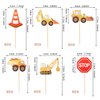 36 PCS Construction Cupcake Toppers Stop Sign Dump Truck Excavator Tractor Party Cake Food Picks Decorations for Construction Theme Baby Shower Kids Birthday Party Supplies