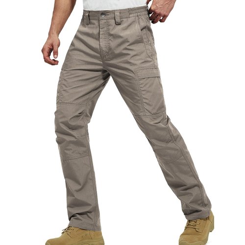 FREE SOLDIER Men's Cargo Pants Water Resistant Ripstop Tactical Pants for Men Work Pants Lightweight Outdoor Hiking Pants Men (Classic Khaki 36W x 30L)