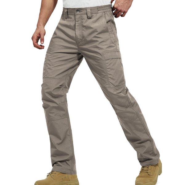 FREE SOLDIER Men's Cargo Pants Water Resistant Ripstop Tactical Pants for Men Work Pants Lightweight Outdoor Hiking Pants Men (Classic Khaki 36W x 30L)