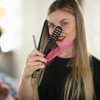 Vented Hair Brush, Anti Static Double Row 2 Sided Comb Best For Blow Drying Styling Care Style Mens Woman Women, Bristle Two Dual Vent Plastic Half Round Professional Brushes With Ballpoint Pins-Black