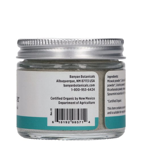 Banyan Botanicals Mint Cardamom Tooth Powder, Fluoride-Free, Ayurvedic, 0.75oz, 80+ Uses, Non GMO, Vegan, Activated Charcoal, Miswak