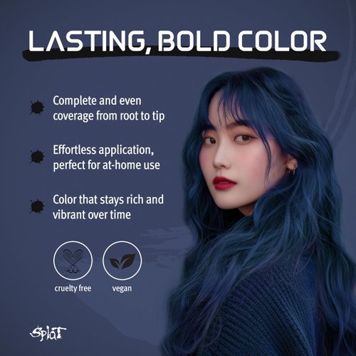 Splat Midnight Azure Semi-Permanent Blue Hair Color Kit No Bleach, Vegan, Cruelty Free