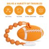 Baby Sports Ball Teething Toys,Food Grade Silicone Teether with One-Piece Pacifier Clip Holder,Shower Gift,Teething Pain Relief for 3 Months+ Boy and Girl,BPA Free,Freezer Safe. (American Football)