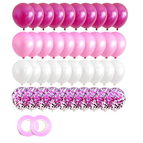 40PCS Pink Gradient Balloons 12 inch Confetti Balloons & Latex Balloons for Wedding Baby Shower Birthday Carnival Party Decoration Supplies