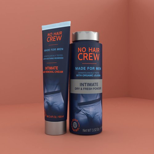 No Hair Crew | Intimate Bundle | Includes Hair Removal Depilatory Cream for Men and Dry & Fresh Body Powder for Sweat and Odor Control