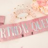 Birthday Sash for Women,Birthday Crown Adult Woman,Birthday Tiara for Women Birthday Queen Glitter Rose Gold Birthday Sash and Crown Rhinestone Headband,Happy Birthday Headband Decoration Accessories