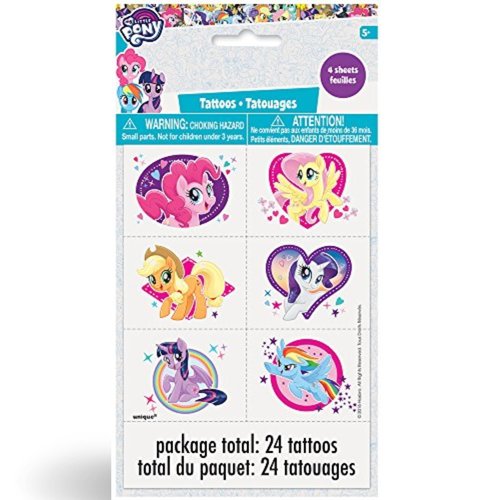 Unique Industries My Little Pony Party Temporary Tattoos - Assorted Designs, 24 Pcs
