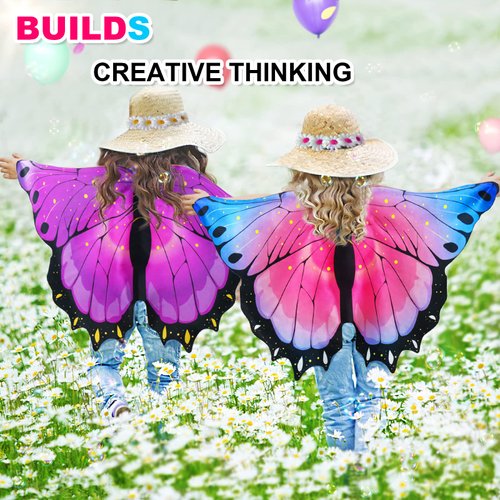 iROLEWIN Toddler-Kids Butterfly-Wings for Girls Butterfly-Costume Children Bug Dress-Up Wings as Play Toys Boys Party Favors