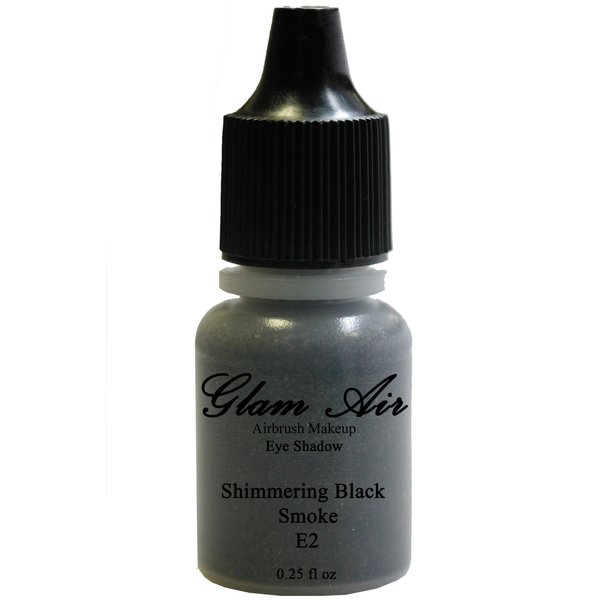 Glam Air Airbrushsh Eye Shadow Colors Water-based 0.25 Fl. Oz. Bottles of Eyeshadow(Choose Your Colors From Menu) (E2-SHIMMERING BLACK SMOKE)