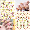 Fruits Nail Art Stickers, Holographic 3D Self-Adhesive Nail Sticker Design, Mixed Cherry Watermelon Strawberry Lemon Nail Decals Supplies for Women Girls Manicure Charms Decorations DIY Transfer Decal