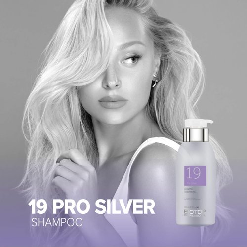 Biotop Professional 19 Pro Silver Shampoo - Purple Shampoo to Neutralize Yellow and Brassy Tones - Made with Sunflower Oil and Vitamin E - For Blonde or Bleached Hair - 8.45 oz