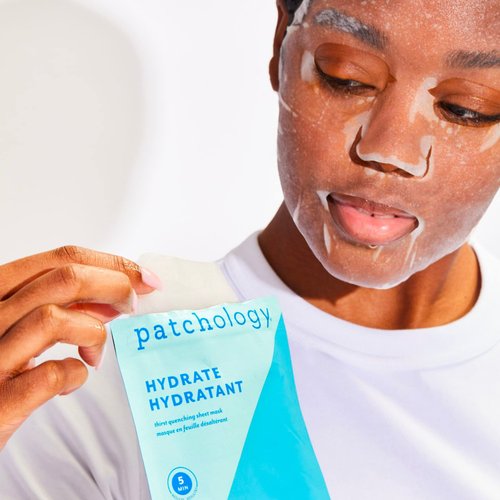 Patchology Hydrating Face Mask with Hyaluronic Acid - Fast Acting Skincare Treatment, Moisturizing Sheet Masks for Men & Women with Skin Hydration Boost that moisturizes and softens face - 2 Count