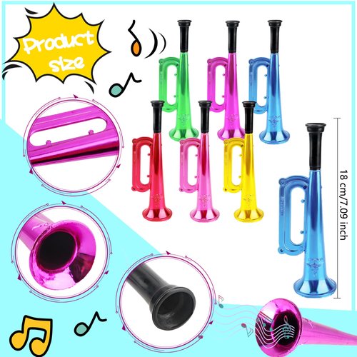 Cagemoga 18 Pack 7 Inch Kid Trumpet Instrument Mini Trumpet Toys Kids Horn Musical Instruments Musical Educational Toys for Kids Parties and Events Cool Birthday Party Favors