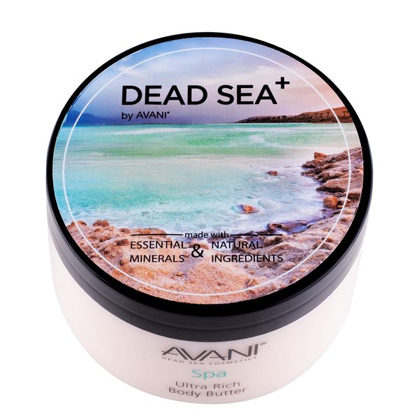 Avani Ultra Rich Body Butter - Dead Sea Salt, Aloe Vera, Vitamin E, Shea, Jojoba, Sunflower, Olive Essential Oil - Natural Butter for All Skin Types - Milk/Honey Fragrance