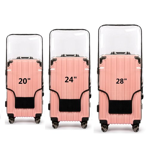 FABULWAY 3PCS Clear PVC Suitcase Cover Protectors Transparent Luggage Cover Waterproof Wheeled Suitcase Dust Cover Dustproof Travel Luggage Sleeve Protector 20"+24" 28" (3PCS Upgraded)