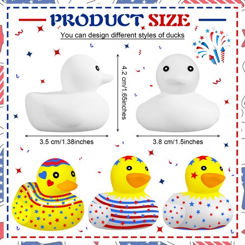 Sratte 72 Pieces DIY Rubber Ducks White Blank Rubber Ducks Bath Mini Ducks for Pool Bathtub Baby Party Favors Kids Birthday Gifts