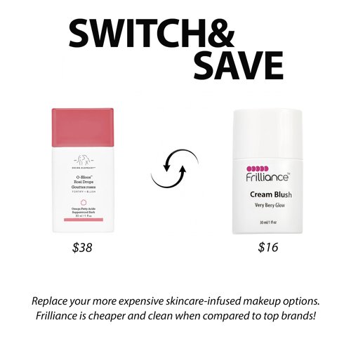 Frilliance Hydrating Cream Blush, Very Berry Glow Tint, Cruelty Free Hypoallergenic for Teens of All Skin Types, 30 ml / 1 fl oz