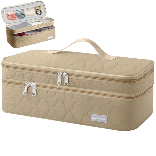 SEPWIK Double-Layer Travel Storage Bag Compatible with Dyson Hair Dryer and Attachments, Portable Carrying Case for Hair Dryer Brush/Volumizer/Styler/Hot Tools Scandihome Series, Blue(Bag Only)